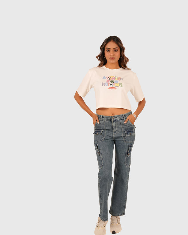 Women’s White Oversized Crop T-Shirt