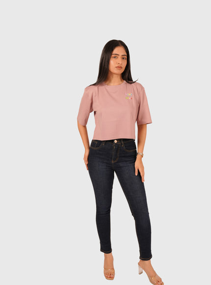 Women’s Dusty Pink Oversized Crop T-Shirt