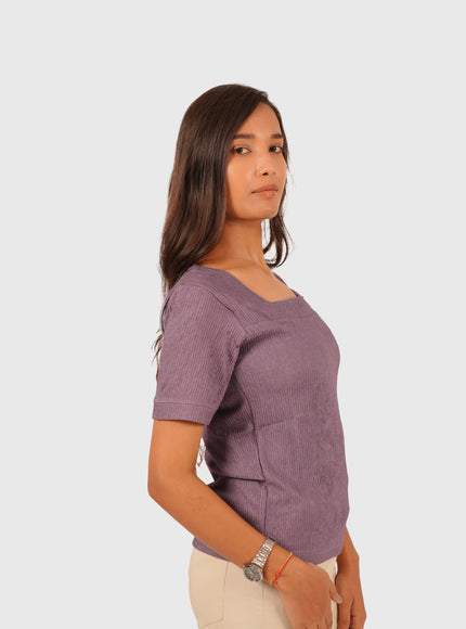 Women’s Purple Regular Fit Square Neck Top