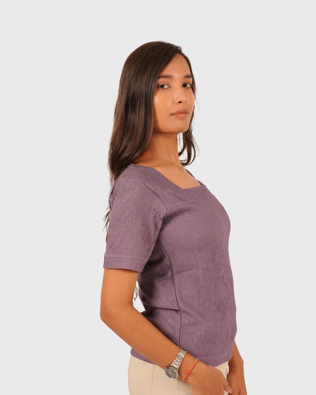 Women’s Purple Regular Fit Square Neck Top