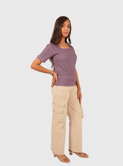 Women’s Beige Wide Leg Cargo Korean Pants