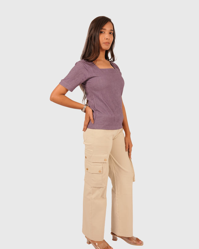 Women’s Beige Wide Leg Cargo Korean Pants
