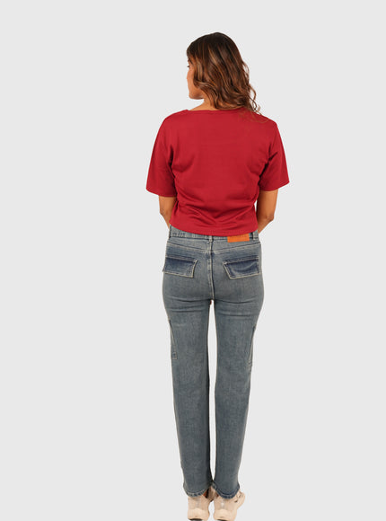 Women’s Light Blue Stretchable Cargo Denim Jeans
