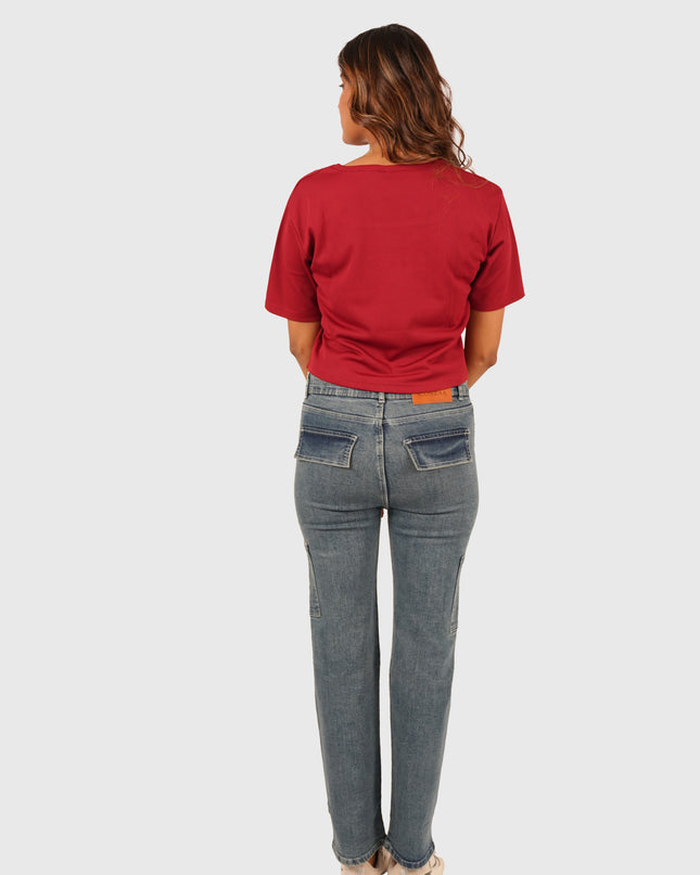 Women’s Light Blue Stretchable Cargo Denim Jeans