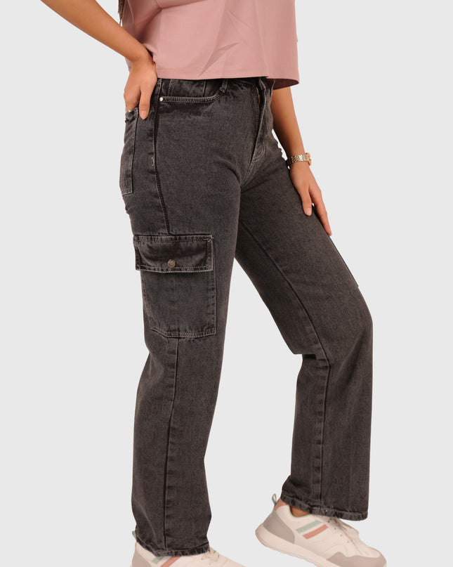 Women’s Charcoal Black 6-Pocket Cargo Jeans