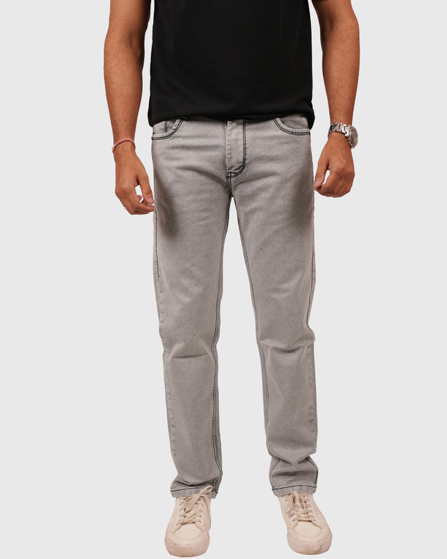 Men’s Light Grey Narrow Fit Knitted Stretchable Jeans