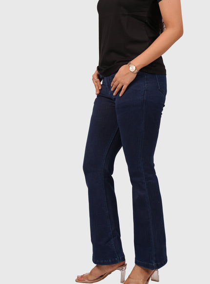 Women’s Dark Blue Full-Length Bell Bottom Jeans