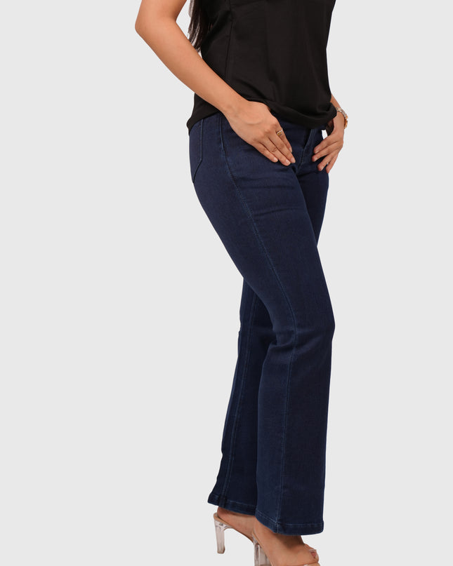 Women’s Dark Blue Full-Length Bell Bottom Jeans