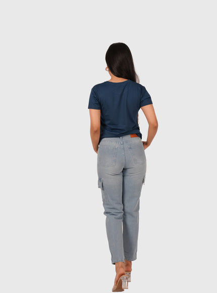 Women’s Navy Blue Regular Fit Round Neck T-Shirt