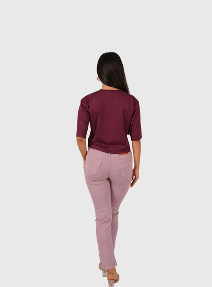 Women’s Wine Oversized Crop T-Shirt