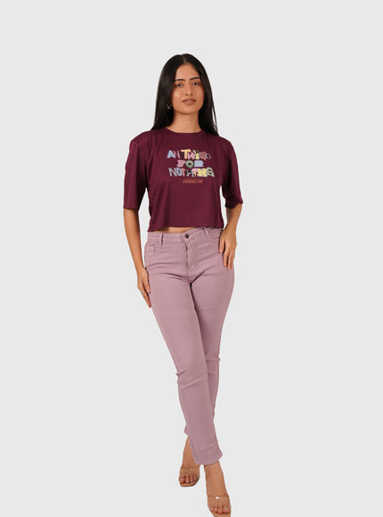 Women’s Wine Oversized Crop T-Shirt