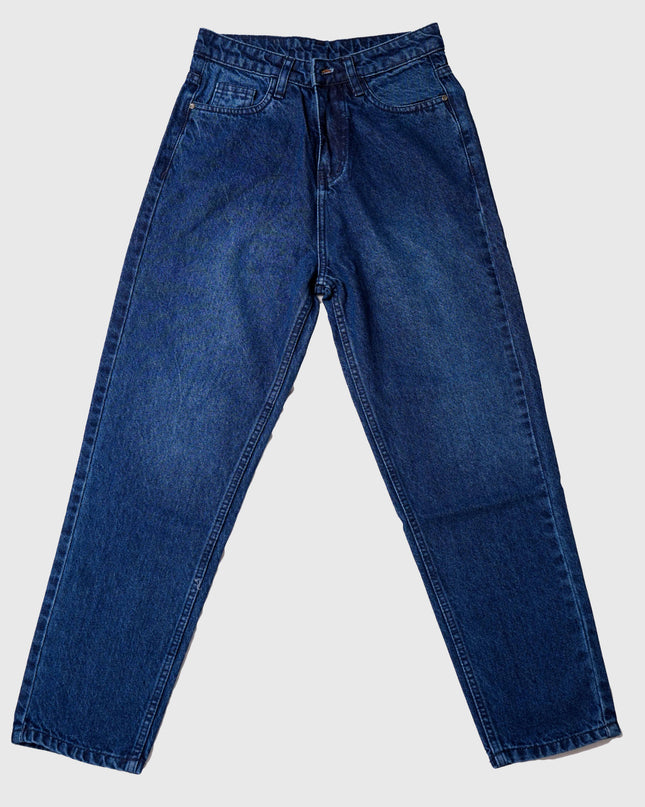 Women’s Mid-Wash Dark Blue Mom Fit Jeans