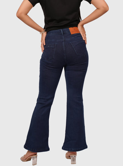 Women’s Dark Blue Full-Length Bell Bottom Jeans