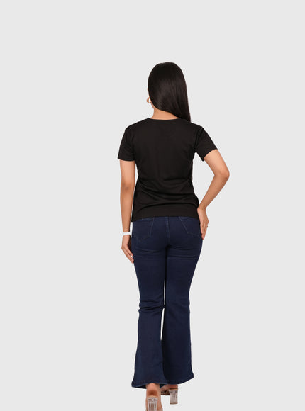 Women’s Black Regular Fit Round Neck T-Shirt