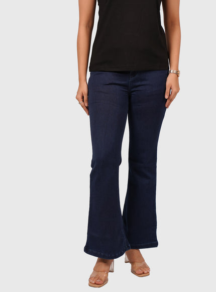 Women’s Dark Blue Full-Length Bell Bottom Jeans
