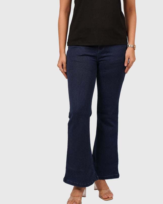 Women’s Dark Blue Full-Length Bell Bottom Jeans