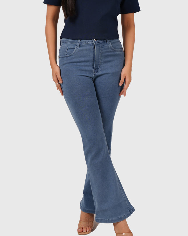 Women’s Light Blue Full-Length Bell Bottom Jeans