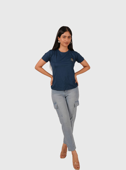 Women’s Sky Blue Mom Fit Cargo Jeans