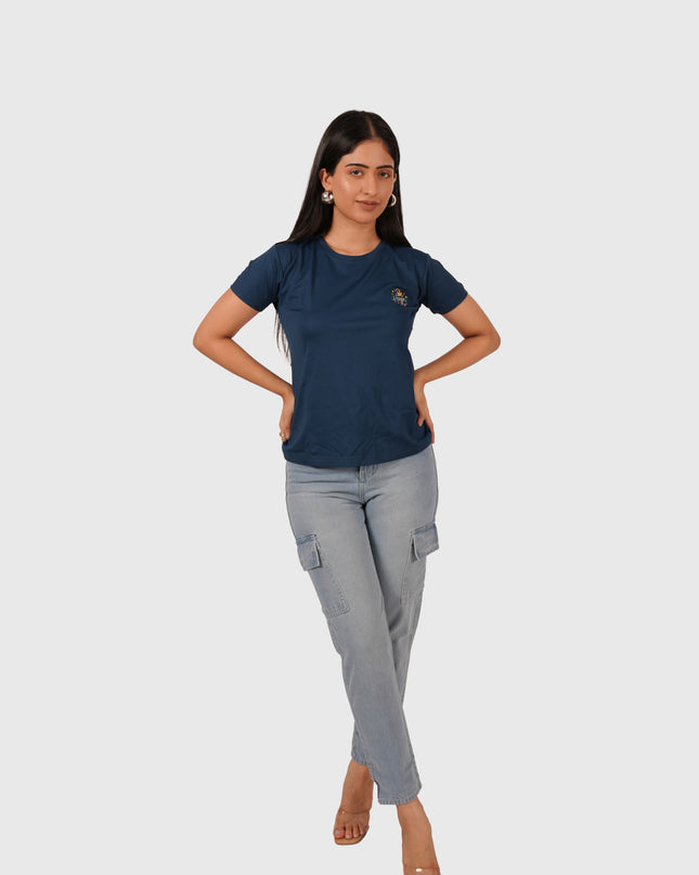 Women’s Navy Blue Regular Fit Round Neck T-Shirt