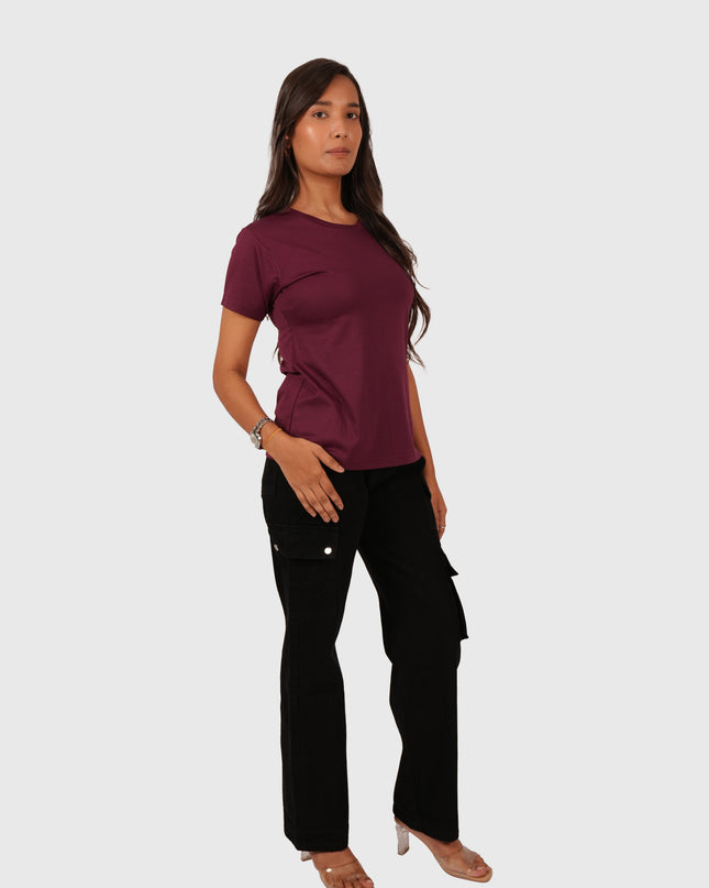 Women’s Jet Black Cargo Denim – Elastic Fitting