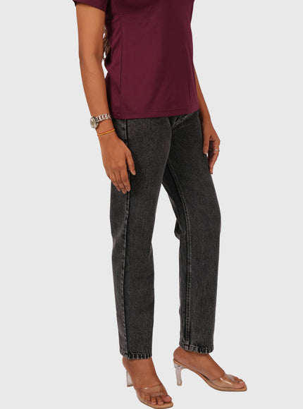 Women’s Carbon Black Full-Length Mom Fit Jeans