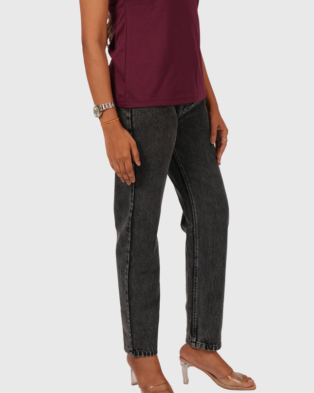 Women’s Carbon Black Full-Length Mom Fit Jeans
