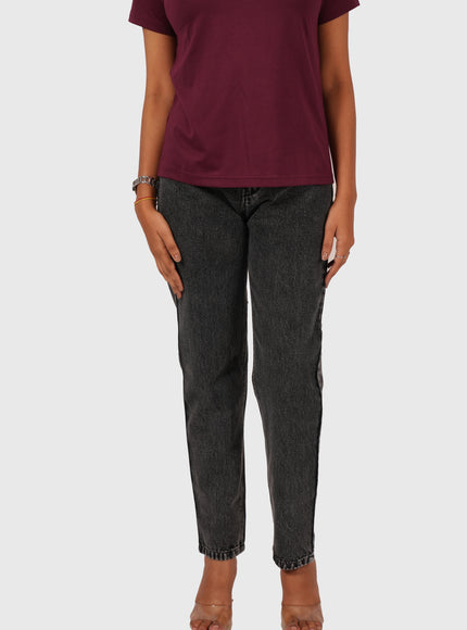 Women’s Carbon Black Full-Length Mom Fit Jeans