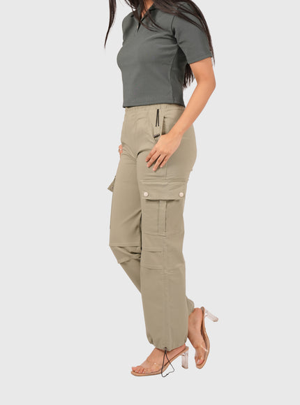 Women’s Sage Green Wide Leg Cargo Korean Pants
