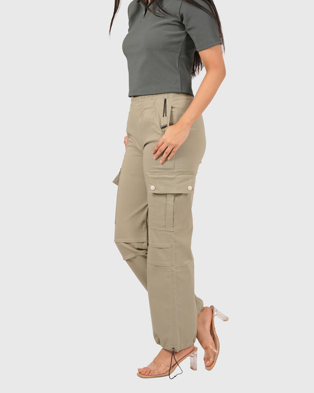 Women’s Sage Green Wide Leg Cargo Korean Pants