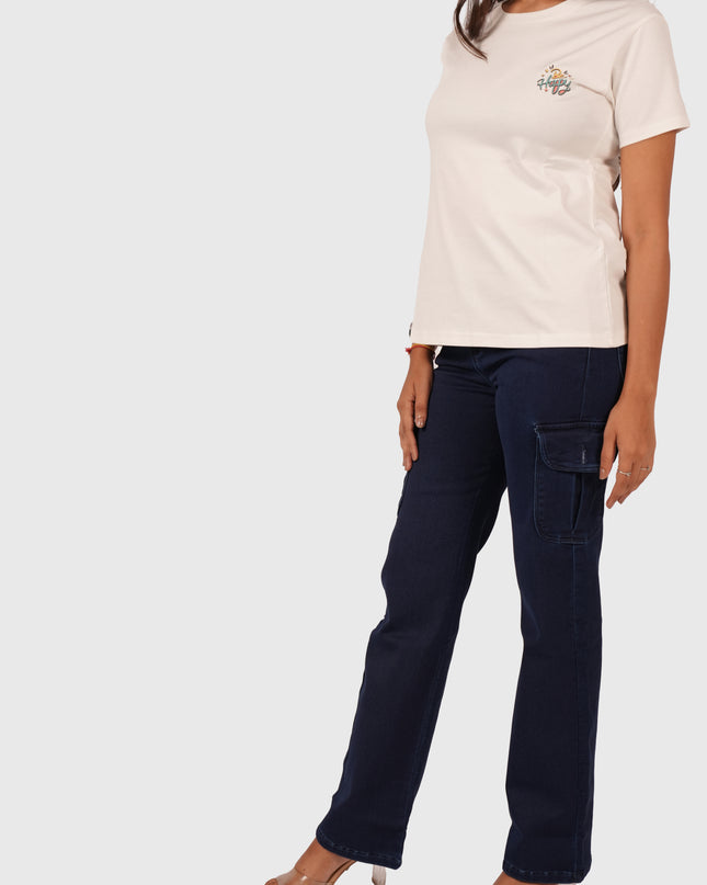 Women’s Deep Navy Blue 6-Pocket Full-Length Cargo Jeans
