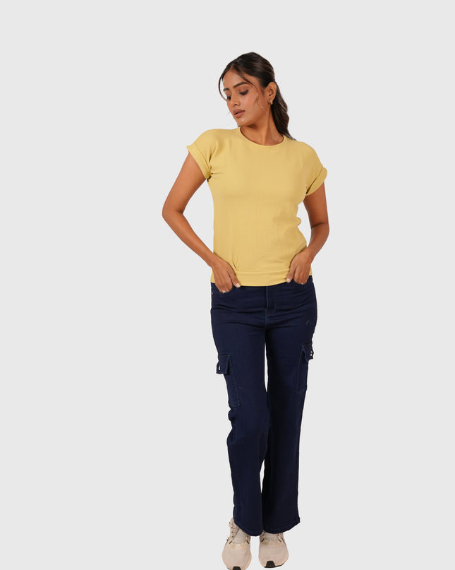 Women’s Light Yellow Regular Fit T-Shirt