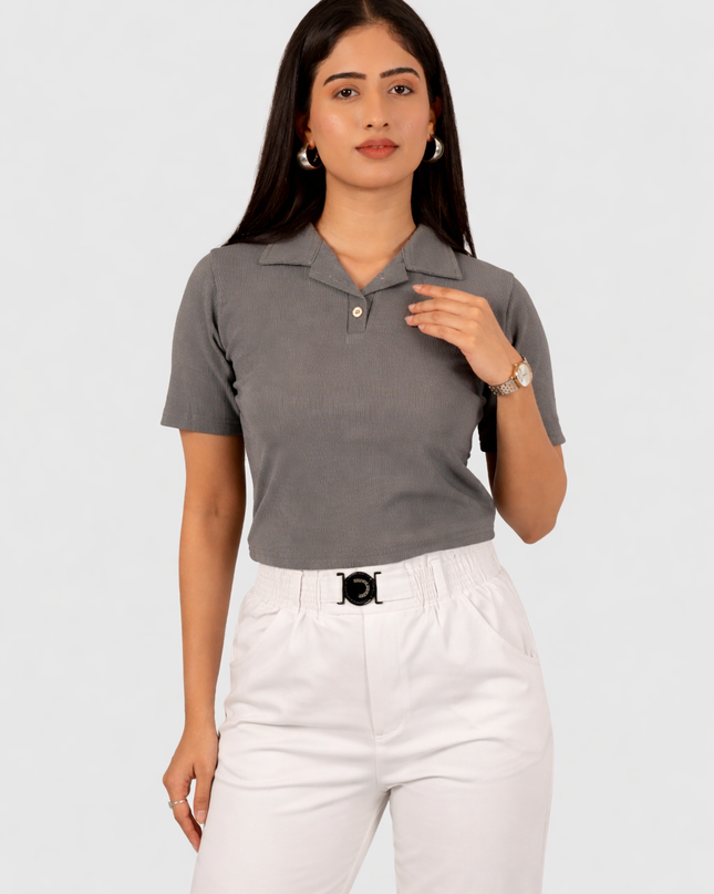 Women’s White Straight Fit Smocking Belt Bukkid Pants