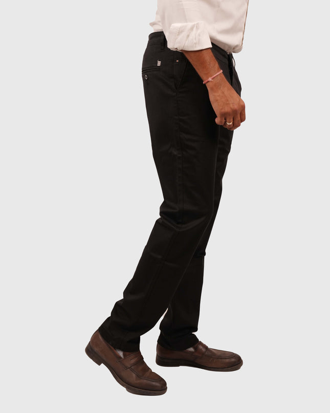 Men’s Black Regular Fit Cotton Pants