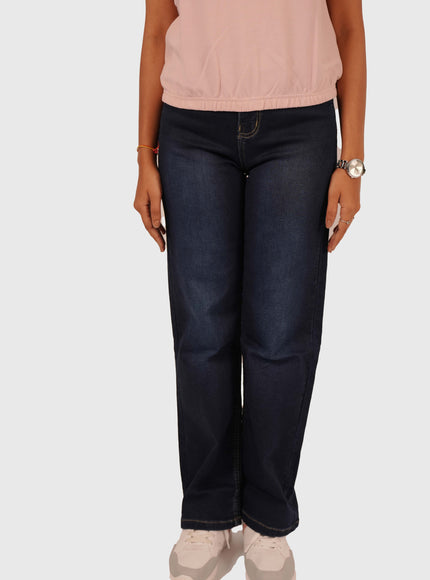 Women’s Dark Indigo White Wash Wide Leg Jeans