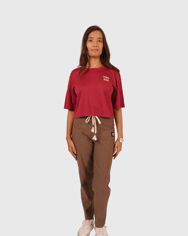 Women’s Taupe Brown Stretchable Joggers – High Waist