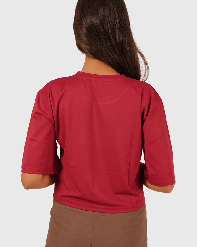 Women’s Maroon Oversized Crop T-Shirt