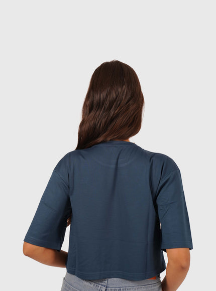 Women’s Navy Blue Oversized Crop T-Shirt