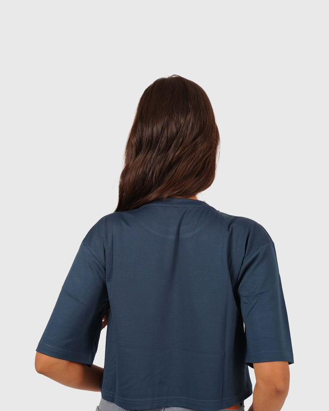 Women’s Navy Blue Oversized Crop T-Shirt