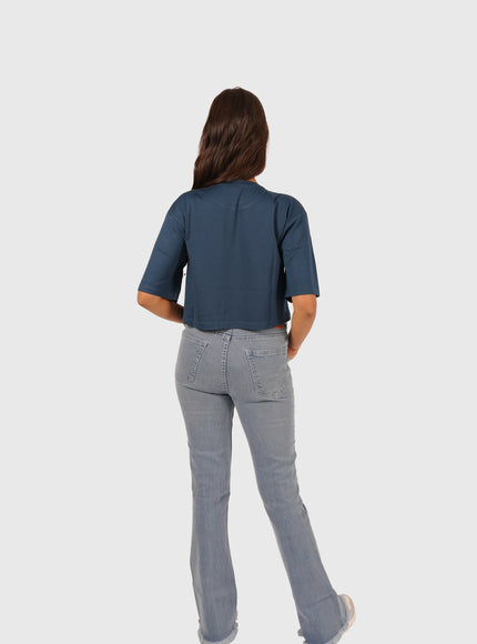 Women’s Navy Blue Oversized Crop T-Shirt