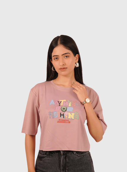 Women’s Dusty Pink Oversized Crop T-Shirt