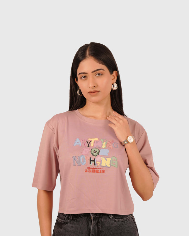 Women’s Dusty Pink Oversized Crop T-Shirt
