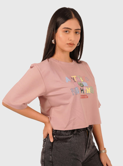 Women’s Dusty Pink Oversized Crop T-Shirt