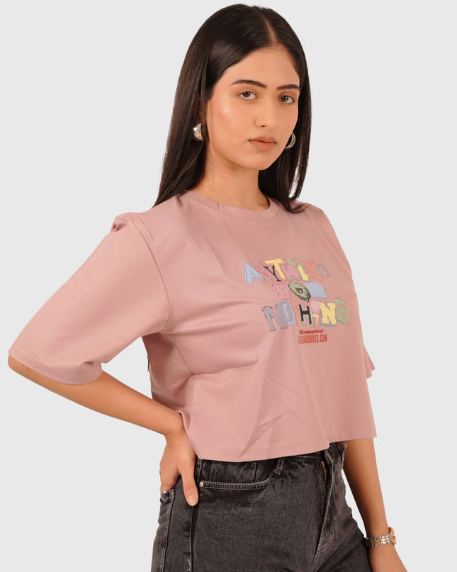 Women’s Dusty Pink Oversized Crop T-Shirt