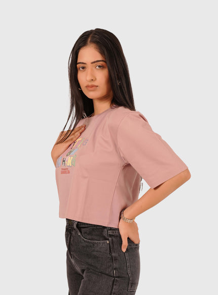 Women’s Dusty Pink Oversized Crop T-Shirt