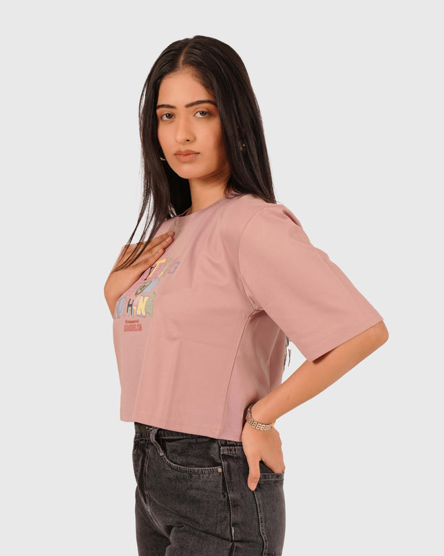 Women’s Dusty Pink Oversized Crop T-Shirt
