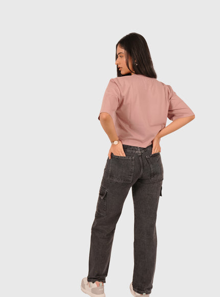 Women’s Dusty Pink Oversized Crop T-Shirt