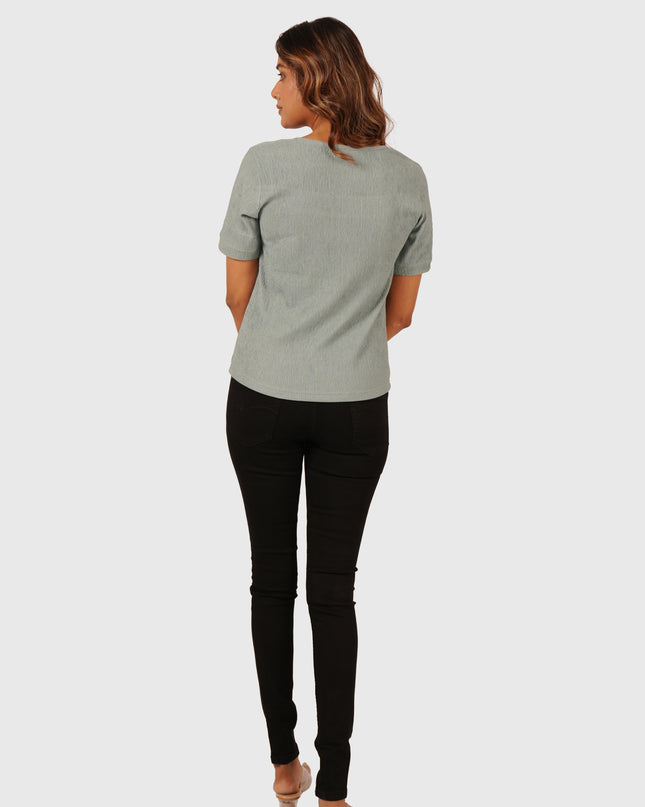 Women’s Sage Green Regular Fit Square Neck Top