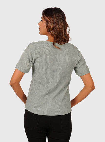 Women’s Sage Green Regular Fit Square Neck Top