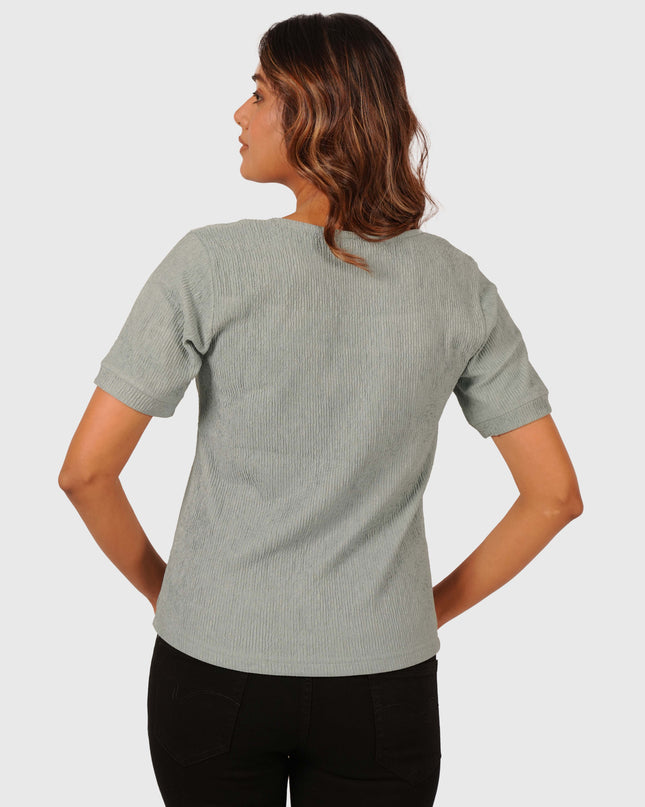 Women’s Sage Green Regular Fit Square Neck Top