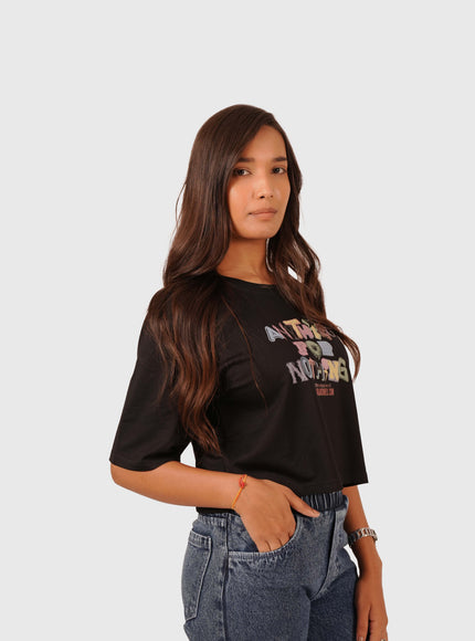 Women’s Black Oversized Crop T-Shirt
